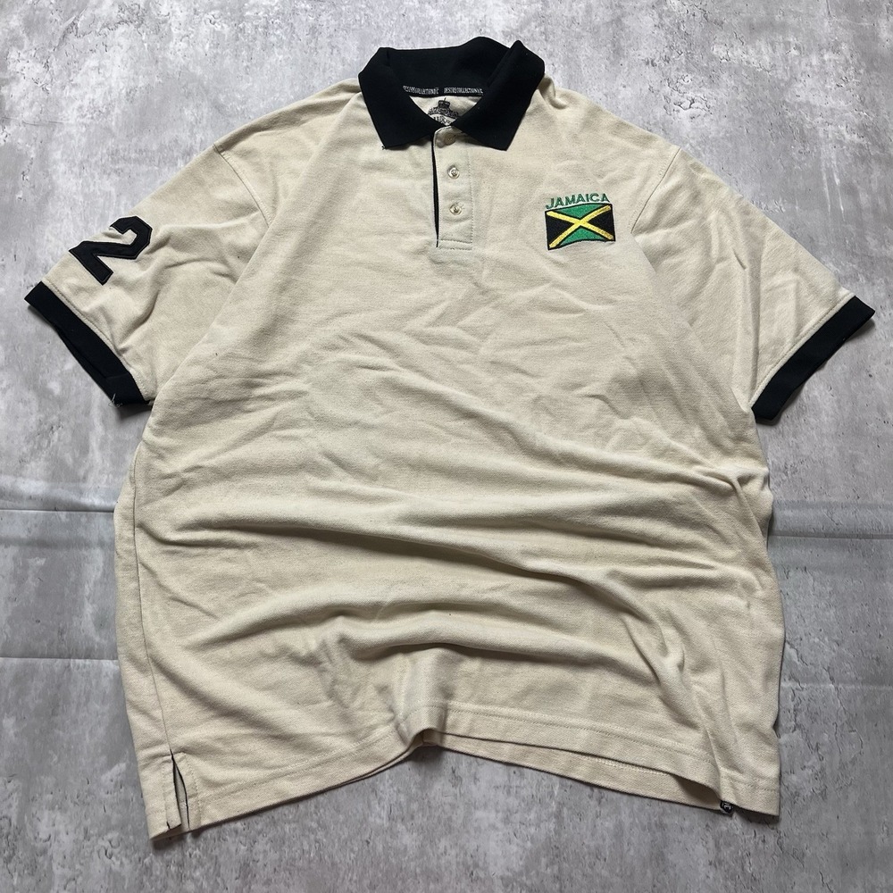 Desire Collection Jamaica Big #2 Logo Biege Men Polo Shirt XXL